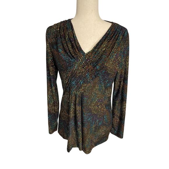 Rafaella multicolor dot long sleeve blouse shirt women's size small - Picture 1 of 5